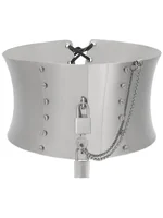 Metallic Silver Lock & Chain Waist Choker