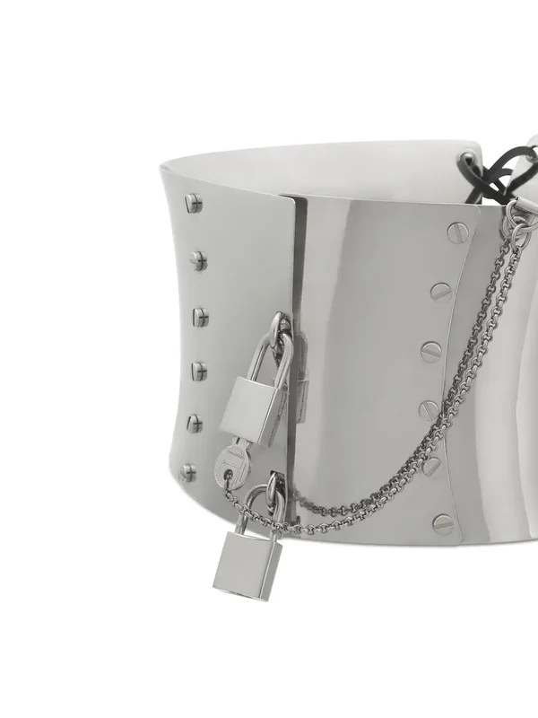 Metallic Silver Lock & Chain Waist Choker additional