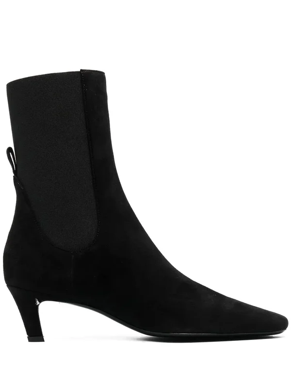 Black Suede Pointed-Toe Ankle Boots