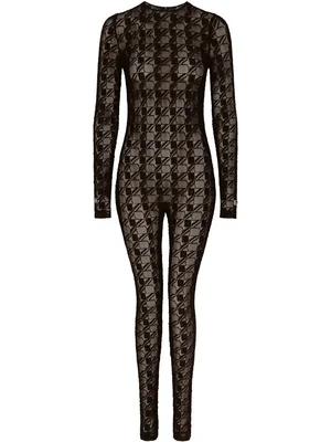 Black Geometric Mesh Bodysuit