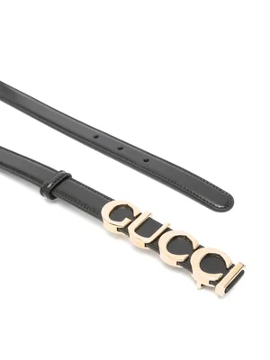 Black Leather Gucci Logo Belt