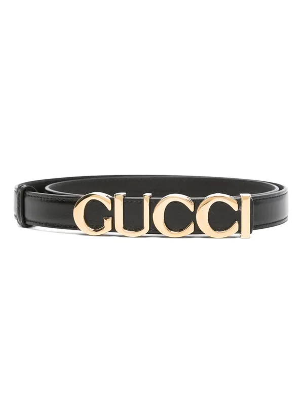 Black Leather Gucci Logo Belt additional