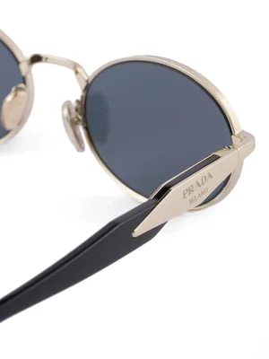 Gold-Tone Prada Round Sunglasses