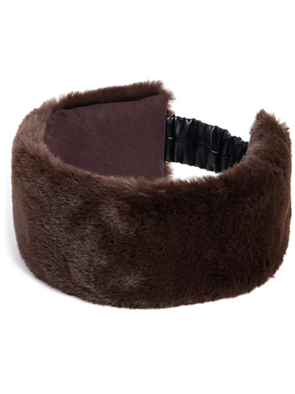 Plush Brown Faux Fur Headband additional