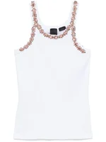 White Crystal-Embellished Tank Top