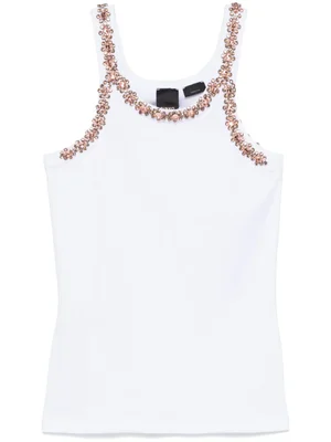 White Crystal-Embellished Tank Top