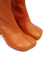 Cognac Leather Ankle Boots