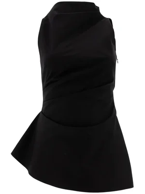 Black Asymmetrical Draped Mini Dress blouse