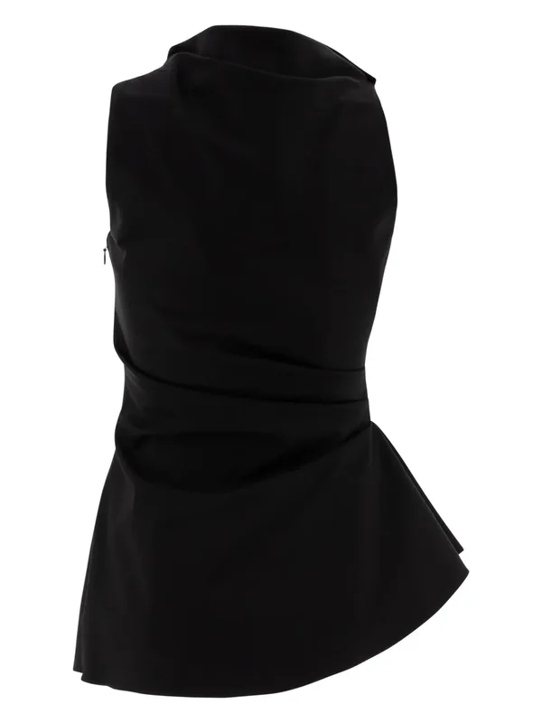 Black Asymmetrical Draped Mini Dress blouse additional