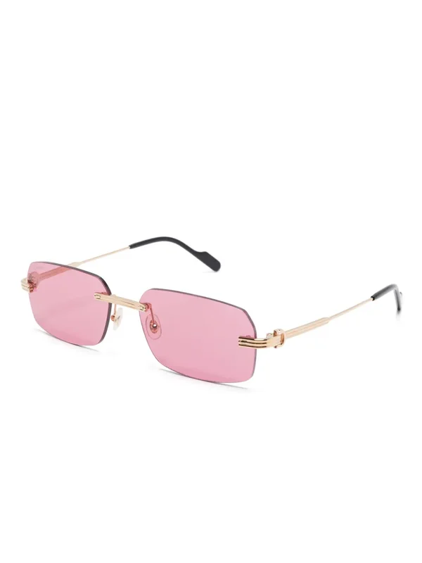 Pink Rimless Square Sunglasses with Gold Bridge additional