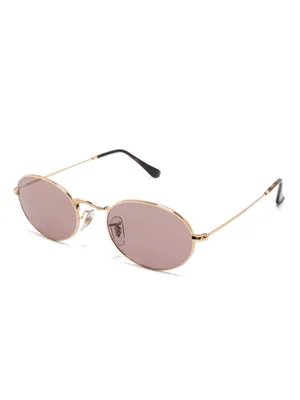 Gold-Tone Round Pink Lens Sunglasses
