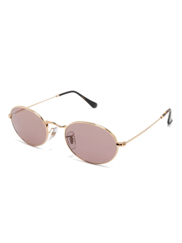 Gold-Tone Round Pink Lens Sunglasses