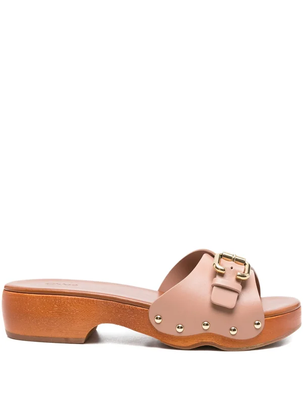 Leather Buckle Slide Sandals additional