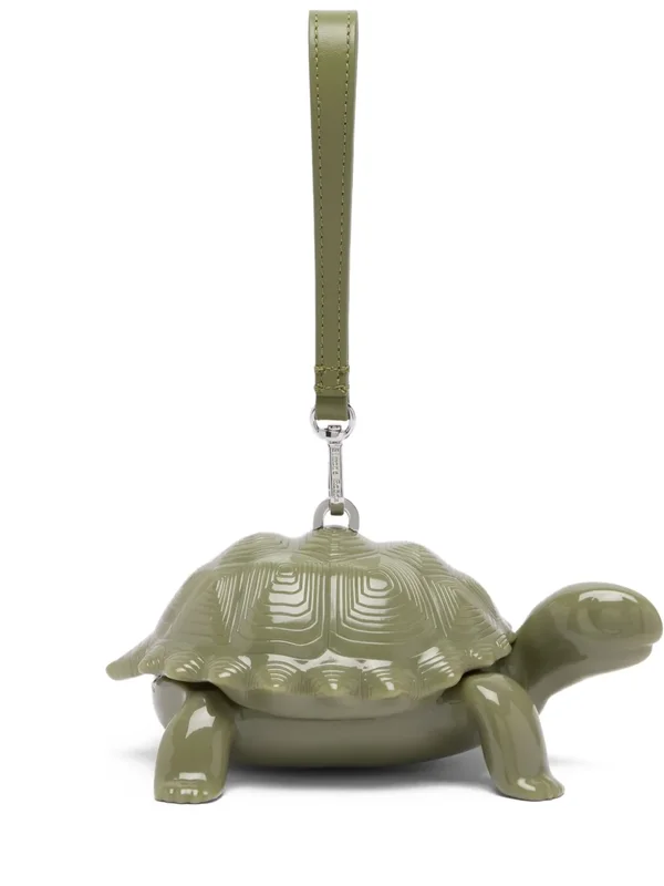 Olive Green Turtle-Shaped Clutch Bag