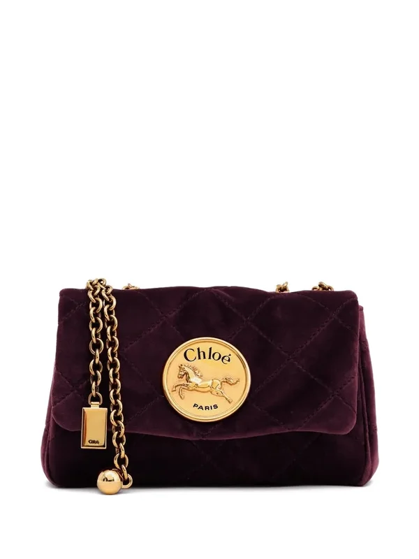 Burgundy Velvet Quilted Bag