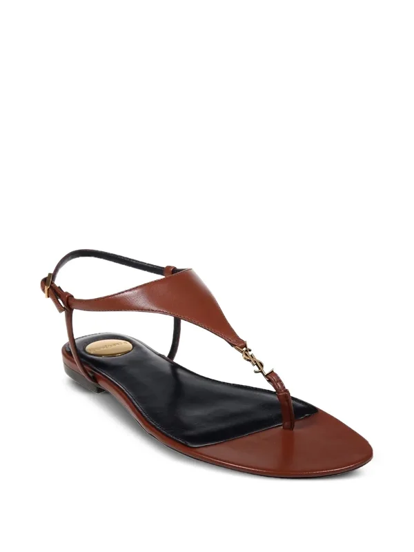 Two-Tone Leather T-Strap Flat Sandals additional