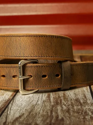 Brown Leather Belt with Silver Buckle