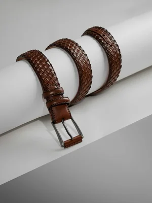 Braided Brown Leather Belt