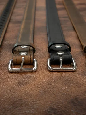 Men’s Black Leather Belt with Embossed Pattern