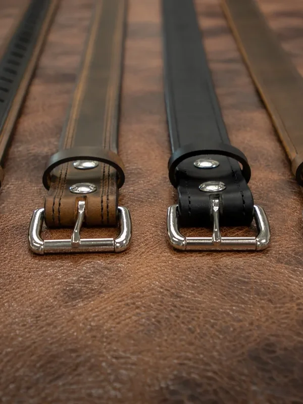 Men’s Black Leather Belt with Embossed Pattern