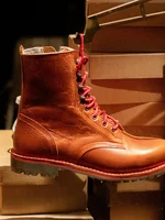 Red-Lace Leather Boot