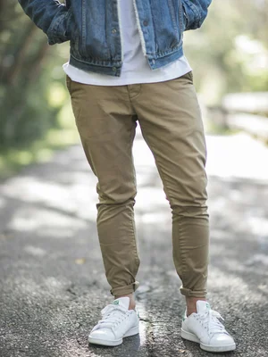 Slim-Fit Khaki Chino Pants