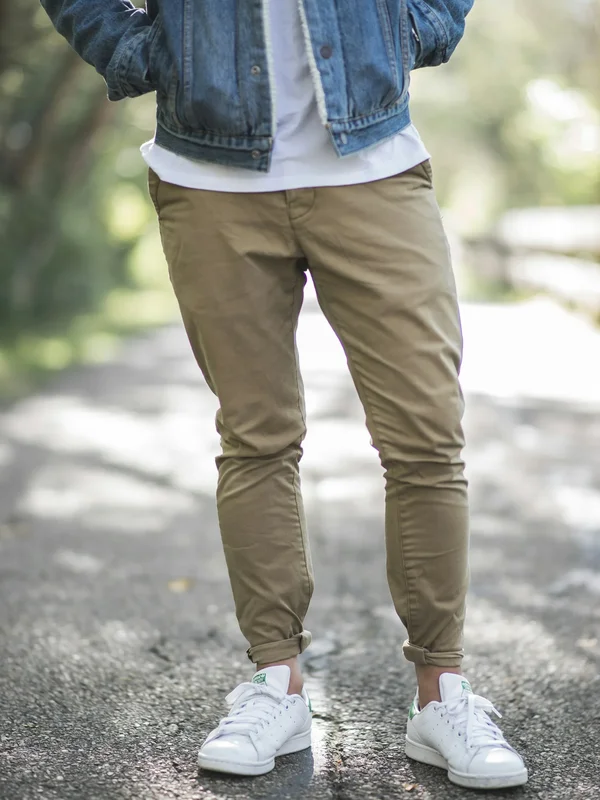 Slim-Fit Khaki Chino Pants