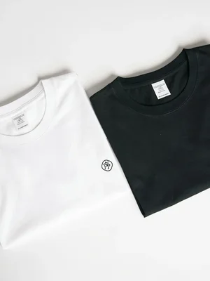PLEASURES Black & White Logo Tee 2-Pack